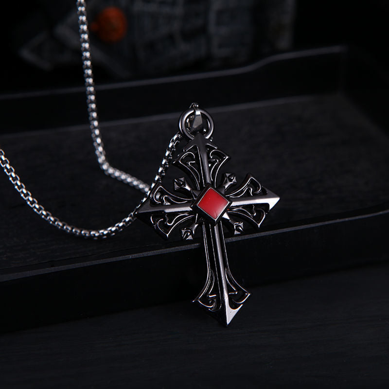 Colar de Diamantes com Cruz Retrô para Homem