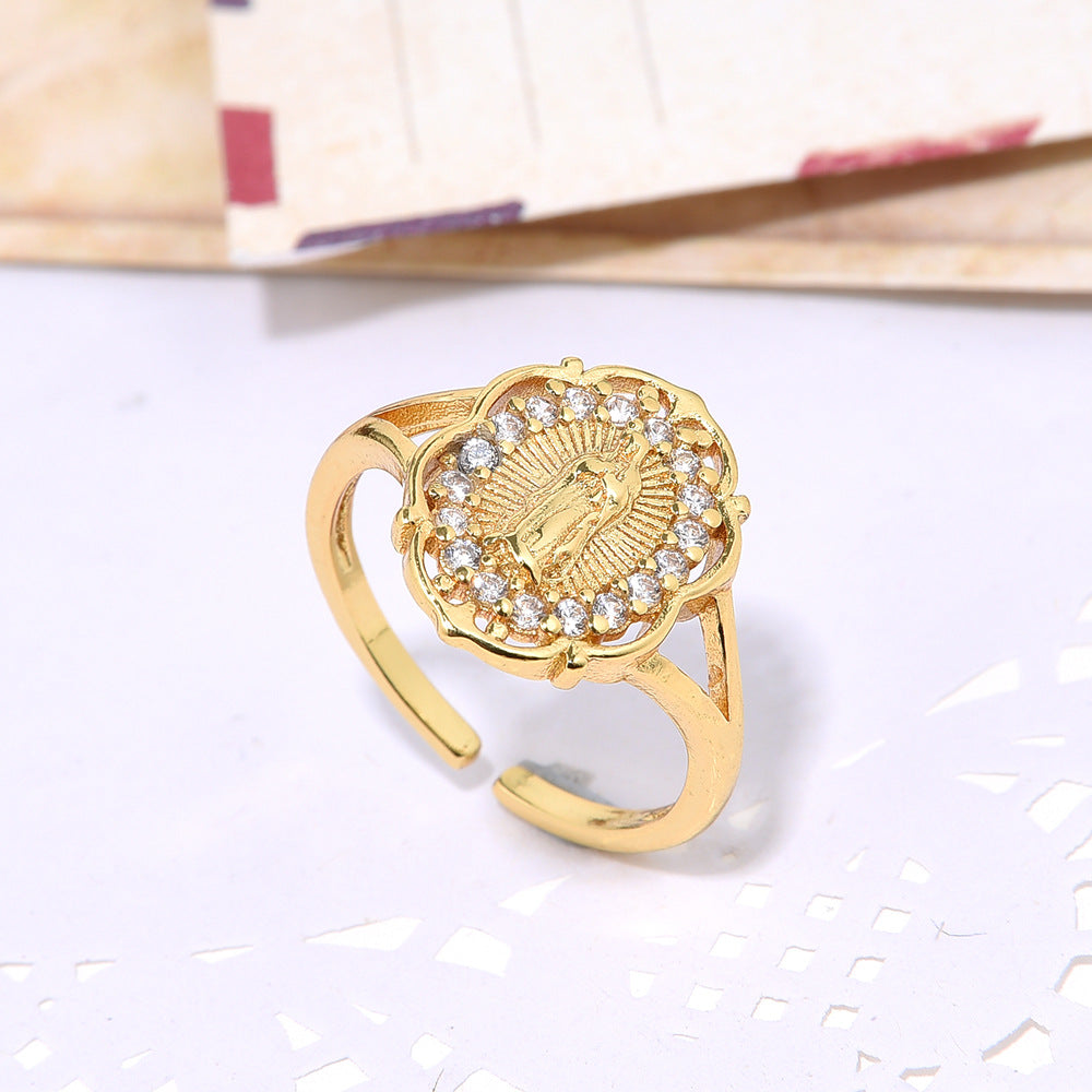 18K Gold Copper Plated Ring with Micro Zircon