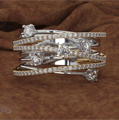 Micro-Inlaid Zircon Cross Color Separation Ring