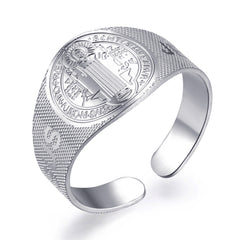 Adjustable Stainless Steel Couple Rings with Cross Design
