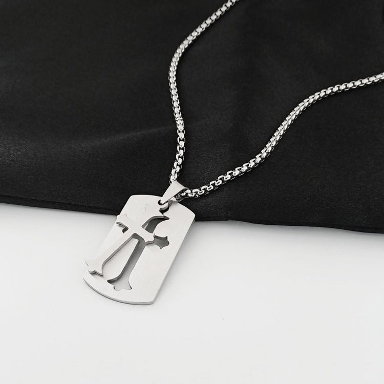 Colar de Diamantes com Cruz Retrô para Homem