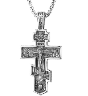 Orthodox Cross Pendant in Titanium Steel (One Piece)