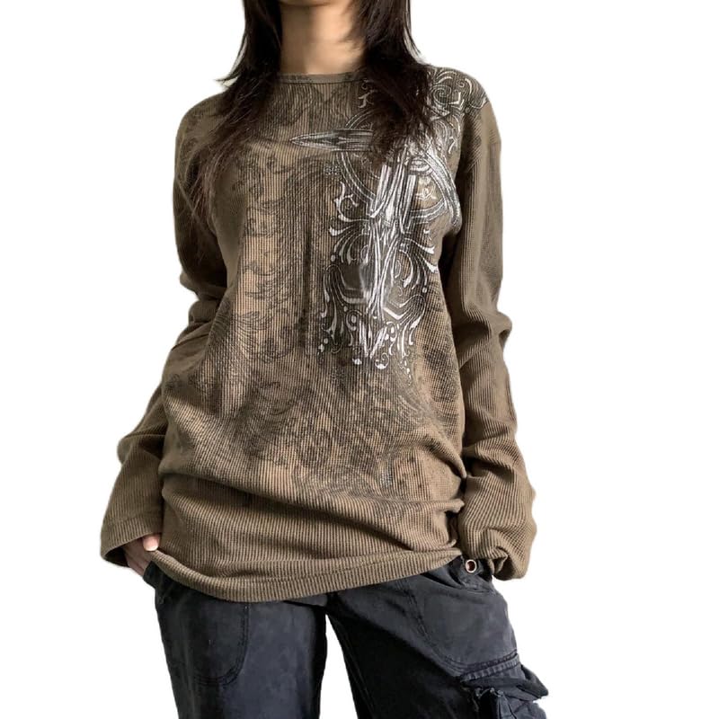 Grunge Y2K gothic graphic long sleeve top