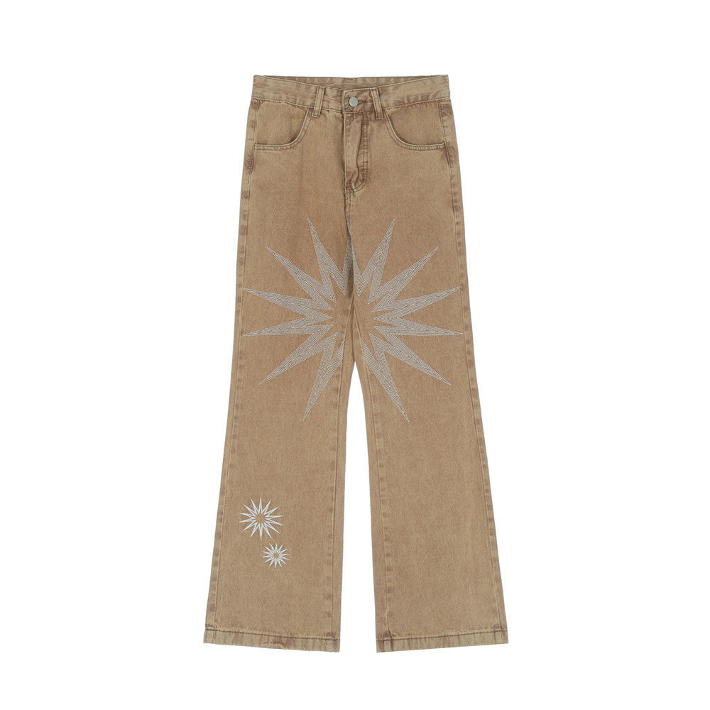 Men's Loose Fit Hip Hop Star Embroidered Jeans