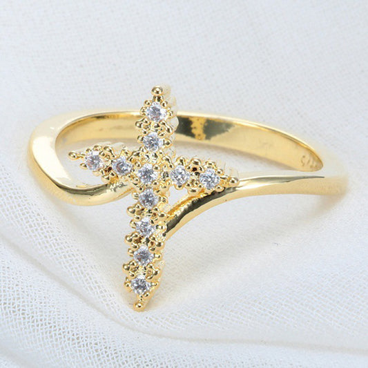 Diamond Cross Jesus Ring for Women - Fashion Silver Jewelry