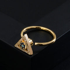 Rotatable Copper-plated Gold Zircon Ring for Women