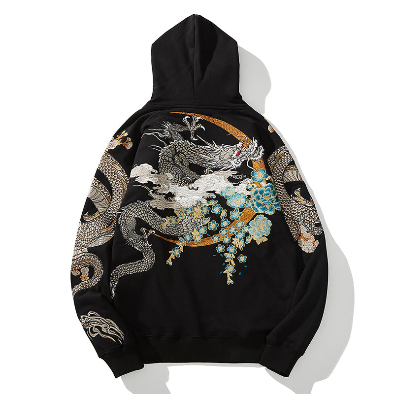 Men's Hoodie with Chinese Phoenix Embroidery Design