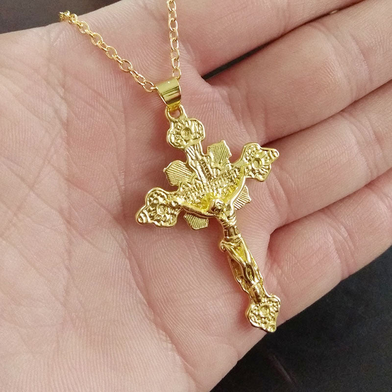 Fashion 925 Jesus Cross Pendant Necklace for Sweaters