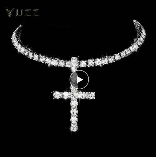 Zircon cross pendant necklace