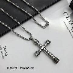 Retro Cross Pendant Diamond Necklace for Men