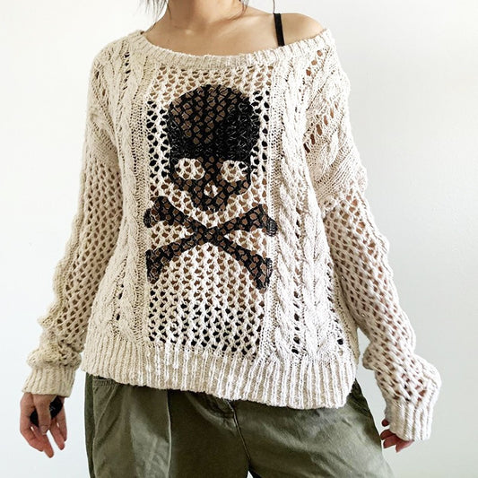 Camisola de Malha de Crânio Vazado para Mulher