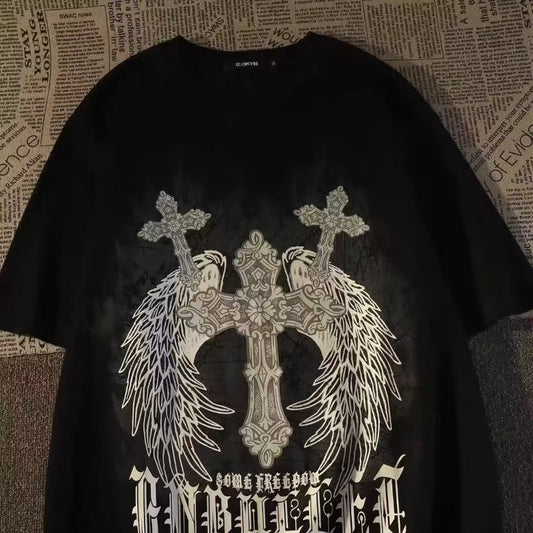 Retro American Cross Wings Graphic T-Shirt for All