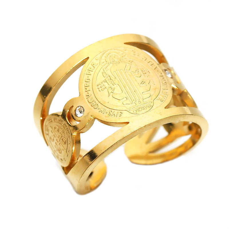 Stainless Steel Catholic Exorcist St. Benedict Ring