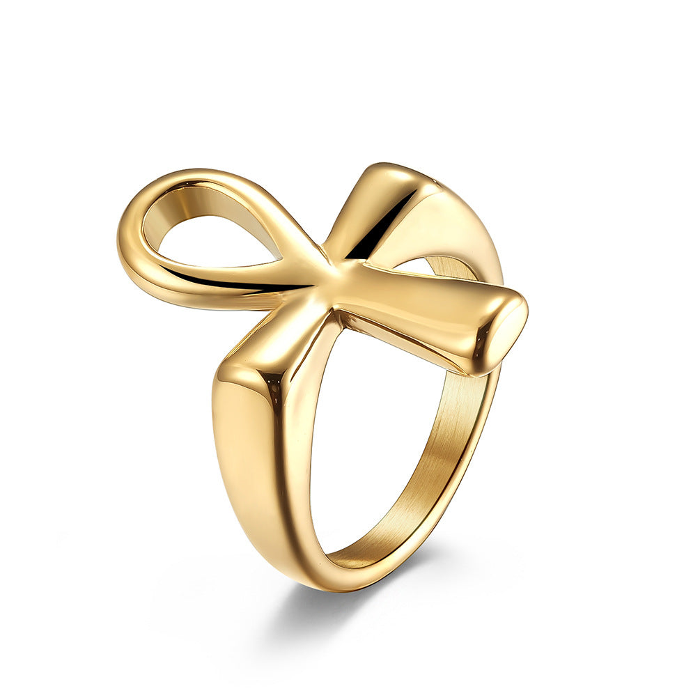 Egyptian Ankh Cross Stainless Steel Ring for Men