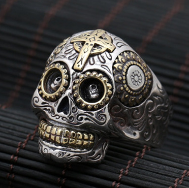 Vintage Cross Skull Punk Ring