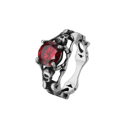 Retro Skull Gem Titanium Steel Ring for Men