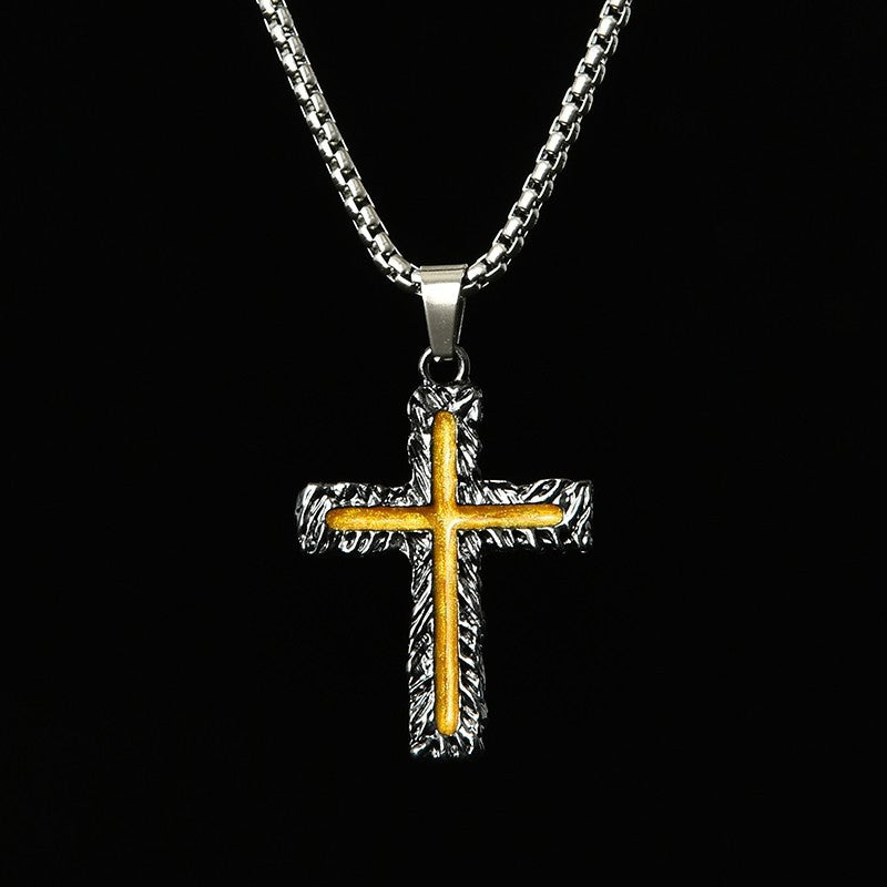 Colar de Diamantes com Cruz Retrô para Homem