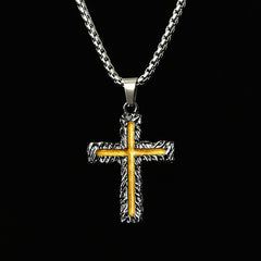 Retro Cross Pendant Diamond Necklace for Men