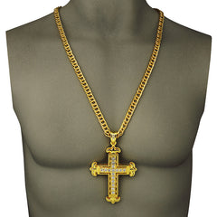 Double Layer Rhinestone Cross Necklace