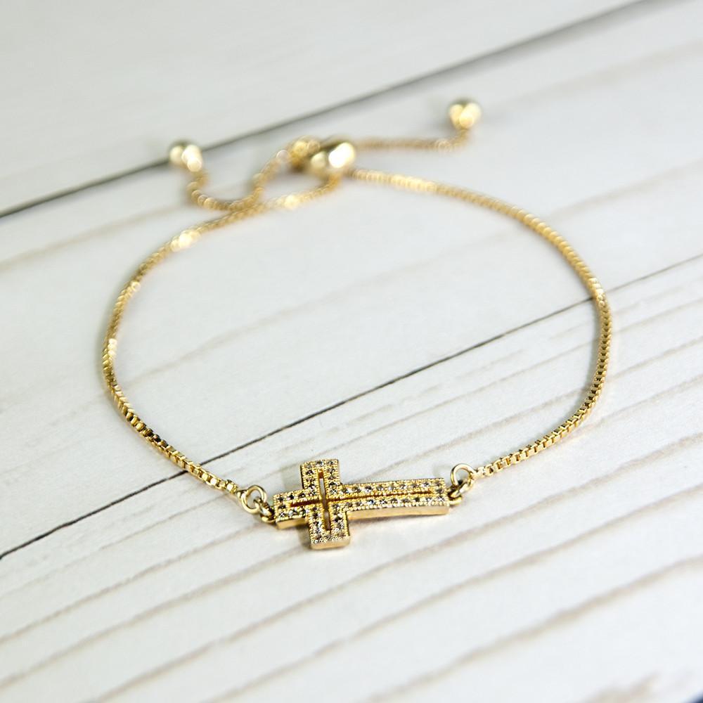 Gold cross bracelet