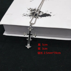 Retro Cross Pendant Diamond Necklace for Men