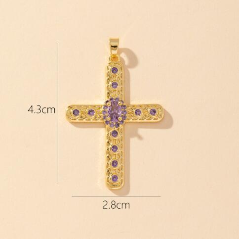Silver cross stud earrings with diamonds