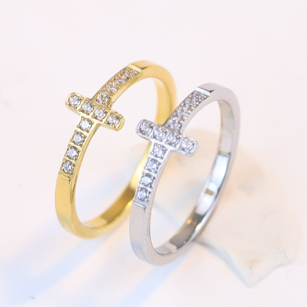Vintage 304 Titanium Steel Cross Ring for Women