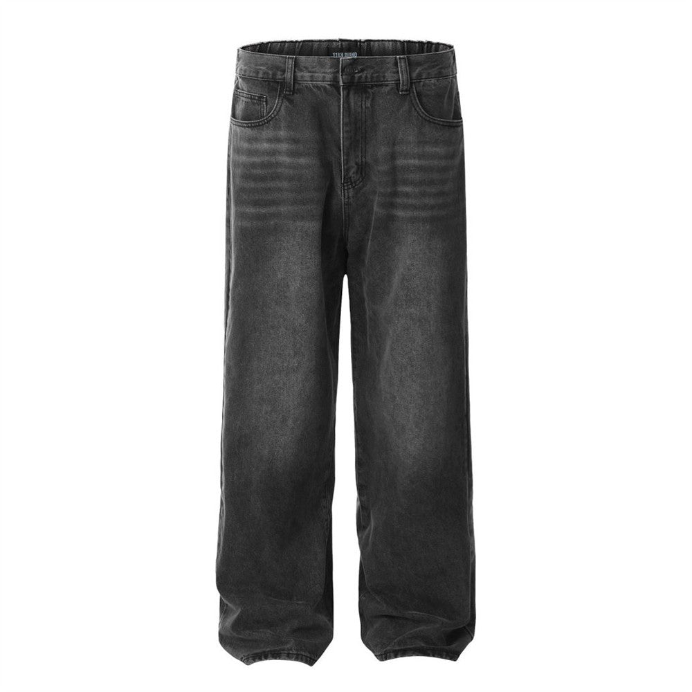 Loose-fit washed wide leg jeans