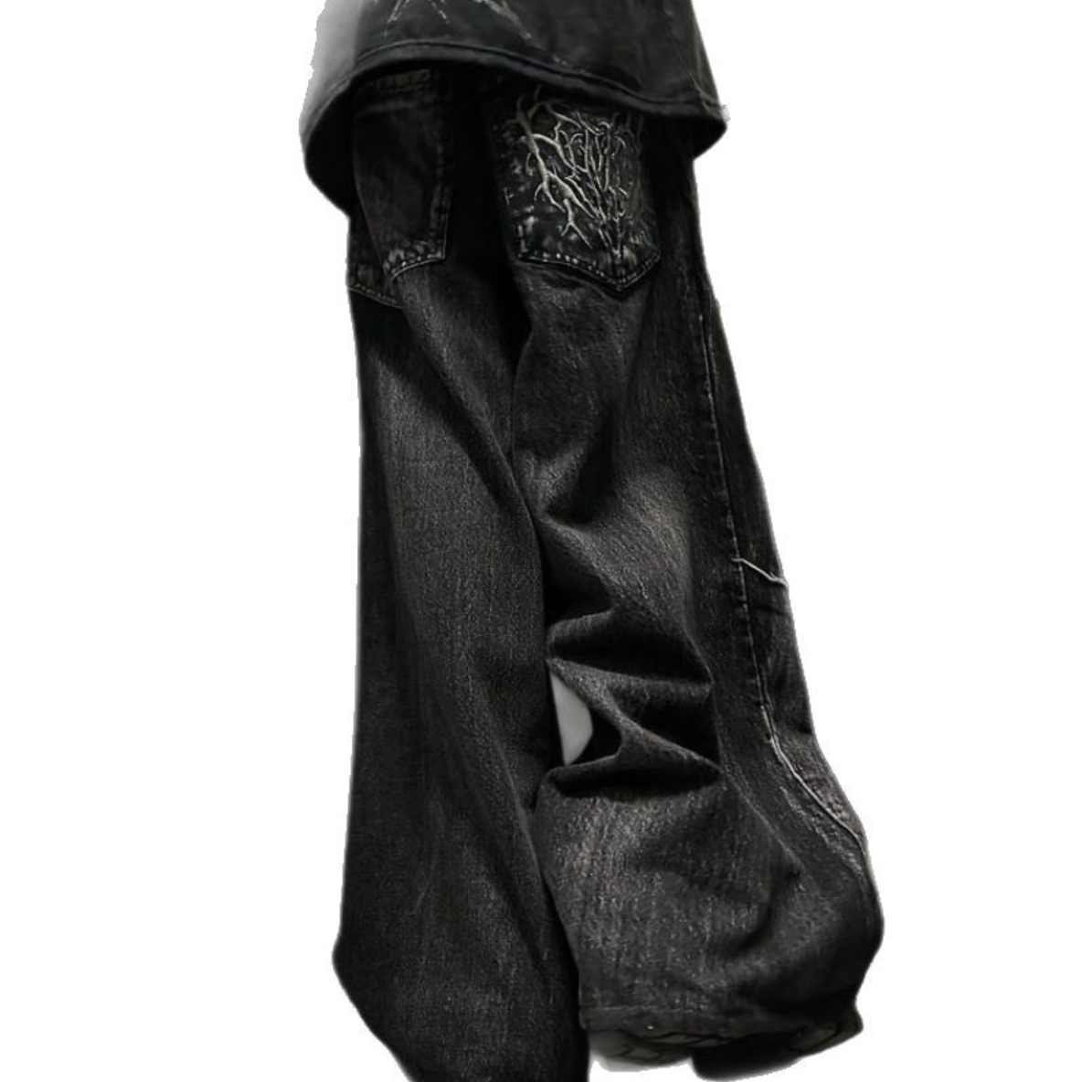 Embroidered spider graphic jeans