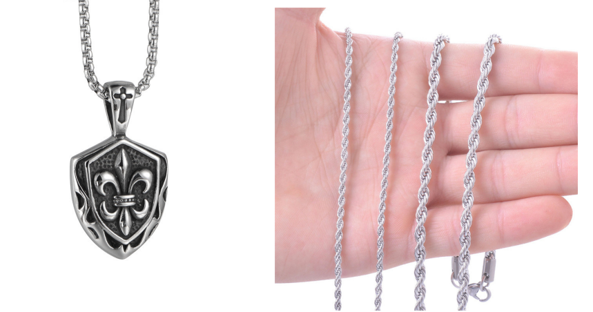 Vintage Punk Rock Pendant with Cross and Shield Design