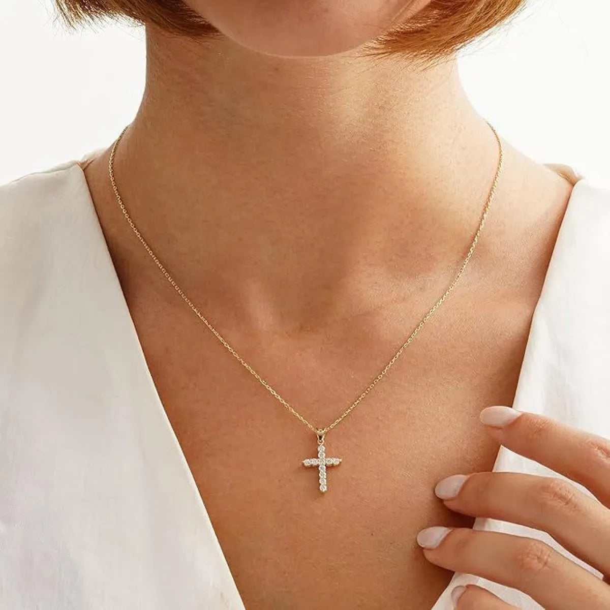 Diamond cross necklace