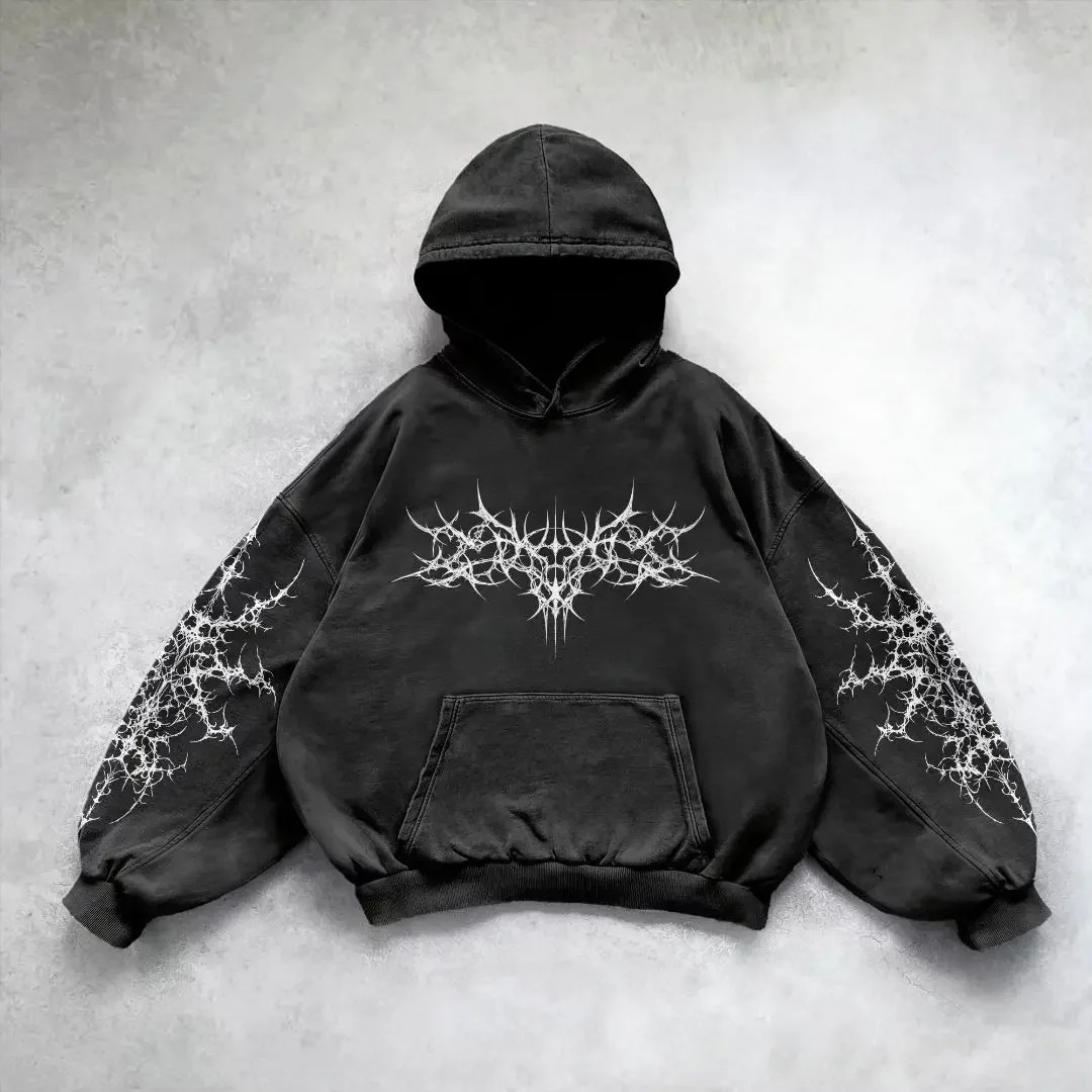 Pullover Hoodie with Ghotic Design