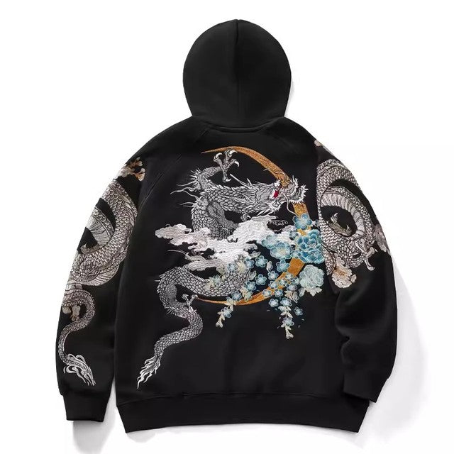 Men's Hoodie with Chinese Phoenix Embroidery Design