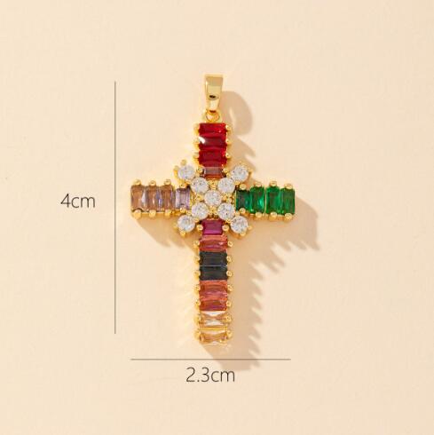 Silver cross stud earrings with diamonds