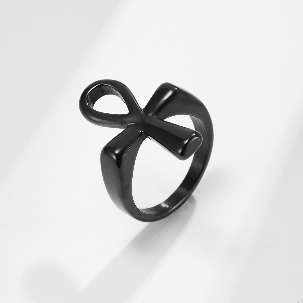 Egyptian Ankh Cross Stainless Steel Ring for Men