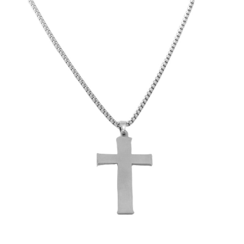 Punk Vintage Titanium Steel Cross Pendant Necklace