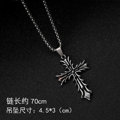 Retro Cross Pendant Diamond Necklace for Men