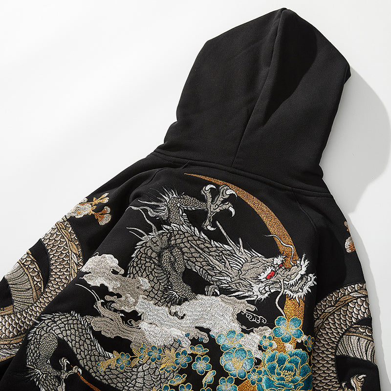 Men's Hoodie with Chinese Phoenix Embroidery Design