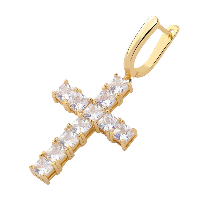 Square zircon cross earrings