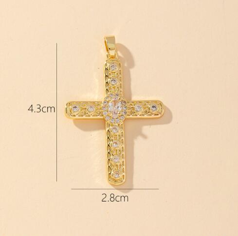 Silver cross stud earrings with diamonds