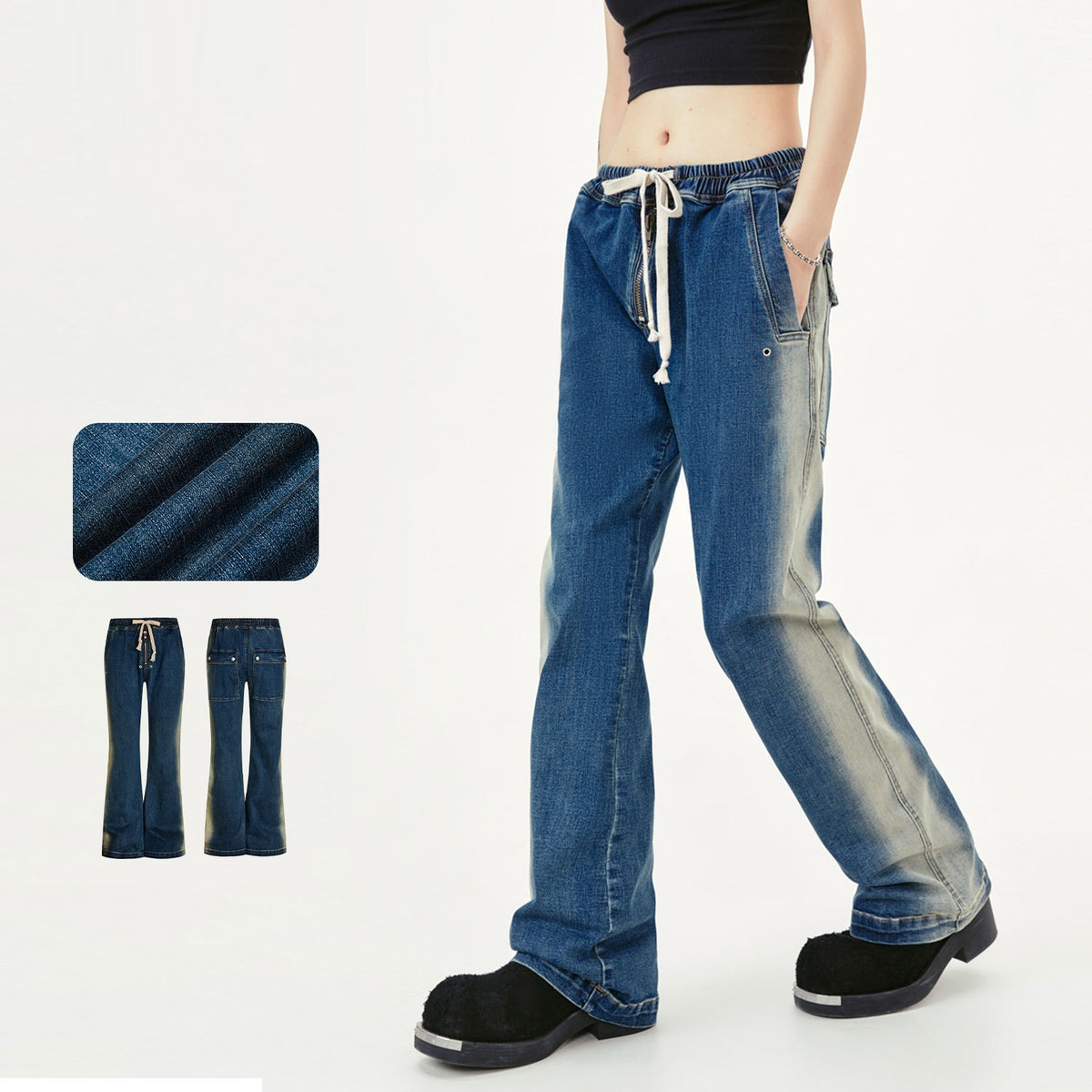 Washed gradient stretch jeans