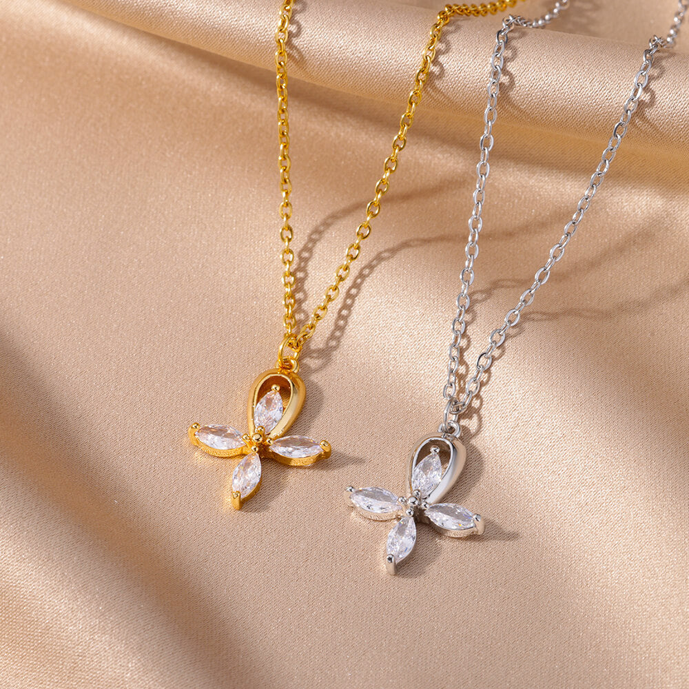 Trendy Minimalist Cross Pendant Necklace with Zirconia