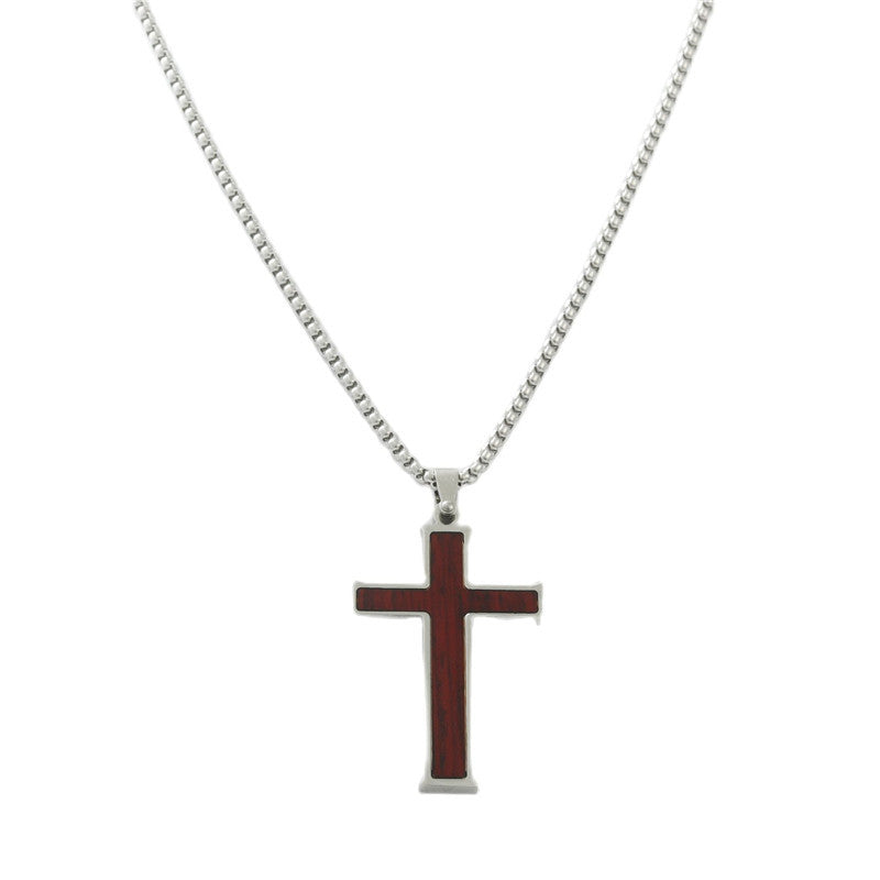 Punk Vintage Titanium Steel Cross Pendant Necklace