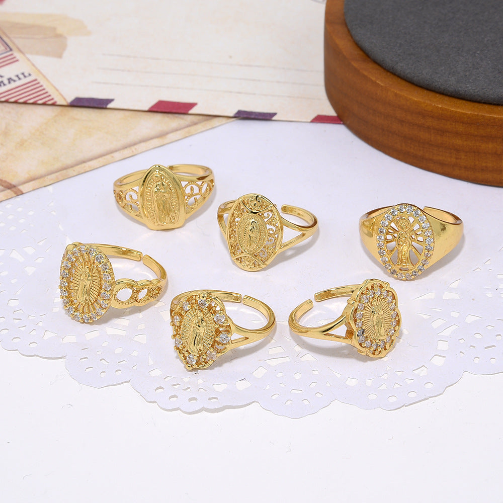 18K Gold Copper Plated Ring with Micro Zircon