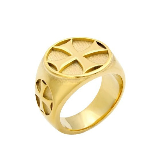 Retro Titanium Steel Cross Ring for Men's Punk Fashion