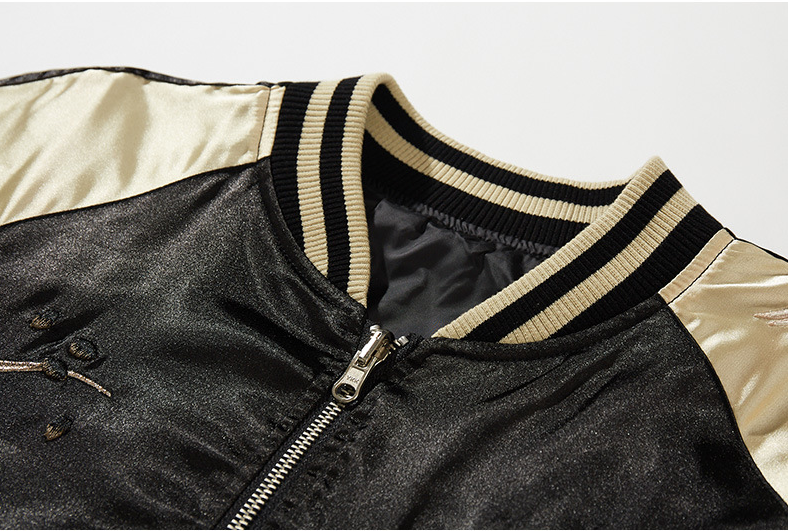 Men's Chinese Style Embroidered Baseball Jacket (Plus Size)