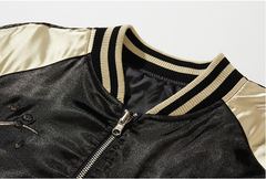 Men's Chinese Style Embroidered Baseball Jacket (Plus Size)