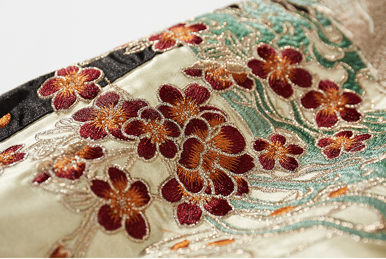 Men's Chinese Style Embroidered Baseball Jacket (Plus Size)