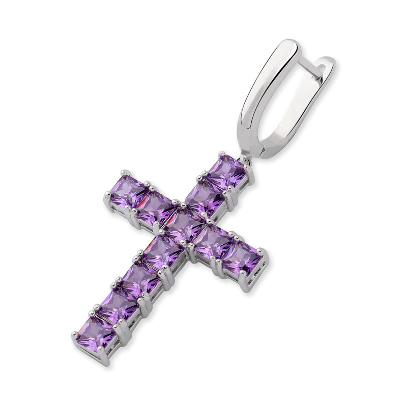 Square zircon cross earrings
