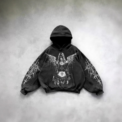Pullover Hoodie with Ghotic Design
